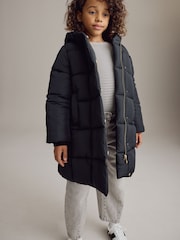 Black Regular Length Shower Resistant Fur Lined Hooded Padded Coat (3-16yrs) - Image 1 of 11