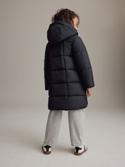 Black Regular Length Shower Resistant Fur Lined Hooded Padded Coat (3-16yrs) - Image 4 of 11