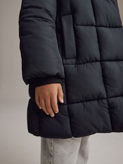 Black Regular Length Shower Resistant Fur Lined Hooded Padded Coat (3-16yrs) - Image 5 of 11