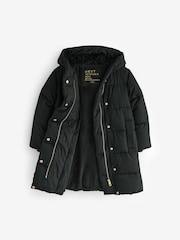 Black Regular Length Shower Resistant Fur Lined Hooded Padded Coat (3-16yrs) - Image 7 of 11