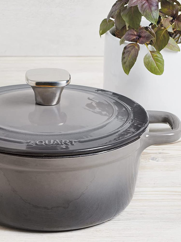 Bergner Grey Enamel Cast Iron 1.9L Casserole with Lid - Image 2 of 4 Bergner Grey Enamel Cast Iron 1.9L Casserole with Lid - Image 2 of 4