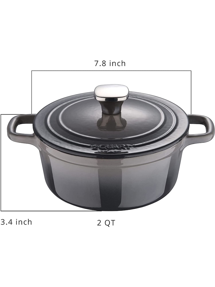Bergner Grey Enamel Cast Iron 1.9L Casserole with Lid - Image 4 of 4 Bergner Grey Enamel Cast Iron 1.9L Casserole with Lid - Image 4 of 4