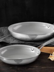 Bergner Silver Set of 2 Stainless Steel Frying Pans - Image 2 of 4