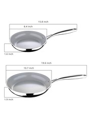 Bergner Silver Set of 2 Stainless Steel Frying Pans - Image 4 of 4