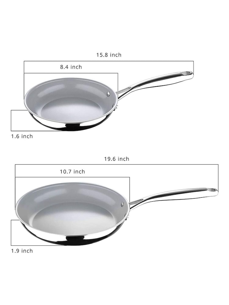 Bergner Silver Set of 2 Stainless Steel Frying Pans - Image 4 of 4