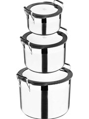 Bergner Set of 3 Stackable Stainless Steel Casserole Dishes - Image 1 of 4