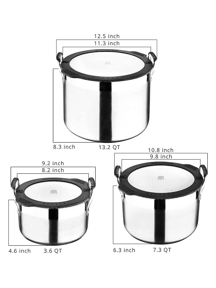 Bergner Set of 3 Stackable Stainless Steel Casserole Dishes - Image 4 of 4