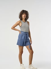 ONLY Blue Denim Tie Waist Shorts - Image 1 of 7