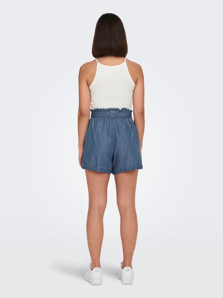 ONLY Blue Denim Tie Waist Shorts - Image 2 of 7 ONLY Blue Denim Tie Waist Shorts - Image 2 of 7