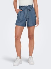 ONLY Blue Denim Tie Waist Shorts - Image 3 of 7