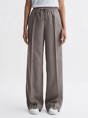 Reiss Mink Sunnie Drawstring Wide Leg Trousers - Image 1 of 5