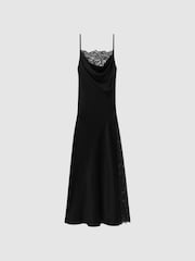 Anna Quan Satin Lace Cowl Neck Maxi Dress - Image 2 of 5