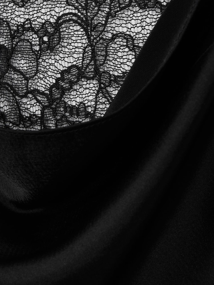 Anna Quan Satin Lace Cowl Neck Maxi Dress - Image 5 of 5
