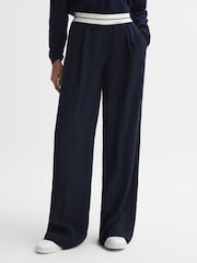 Reiss Navy Abigail Petite Wide Leg Elasticated Trousers - Image 3 of 7