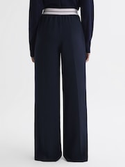 Reiss Navy Abigail Petite Wide Leg Elasticated Trousers - Image 5 of 7