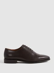 Brun foncé - Chaussures à lacets en cuir Reiss Mead - Image 1 de 5