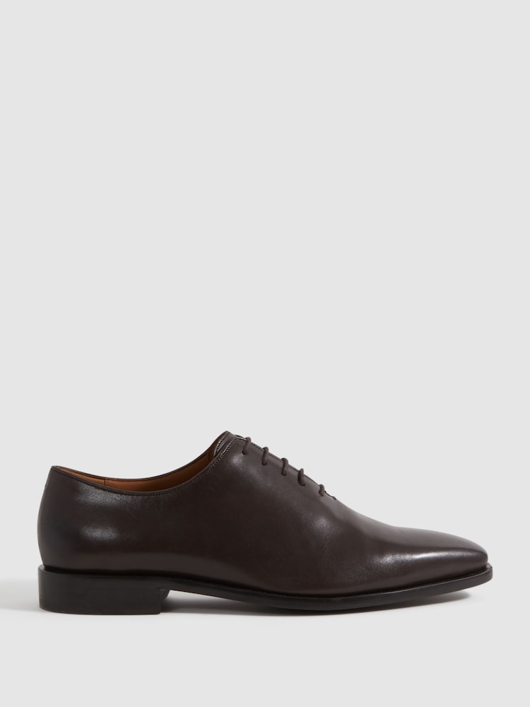 Brun foncé - Chaussures à lacets en cuir Reiss Mead - Image 1 of 5