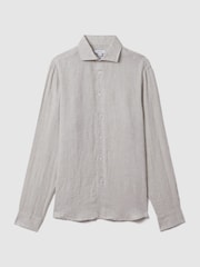 Reiss Stone Ruban Linen Button-Through Shirt - Image 2 of 5