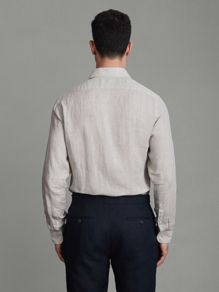 Reiss Stone Ruban Linen Button-Through Shirt - Image 5 of 5