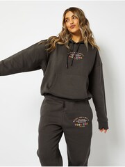 Skinnydip Oversized Good Times Black Hoodie in Acid Wash - Image 1 of 3
