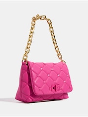 Skinnydip Farah Sac à bandoulière rose clouté avec chaîne - Image 3 of 5