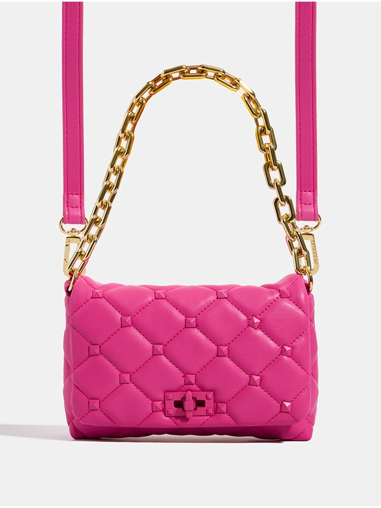 Skinnydip Farah Sac à bandoulière rose clouté avec chaîne - Image 4 of 5