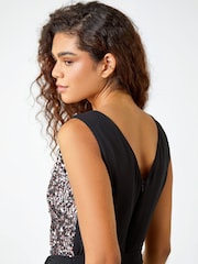 Roman Pink Sequin Chiffon Fit & Flare Dress - Image 5 of 5