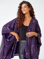 Roman Purple Embellished Sequin Cape Jacket - Image 1 of 5