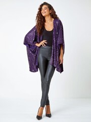 Roman Purple Embellished Sequin Cape Jacket - Image 2 of 5