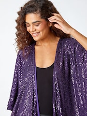 Roman Purple Embellished Sequin Cape Jacket - Image 4 of 5