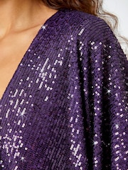 Roman Purple Embellished Sequin Cape Jacket - Image 5 of 5
