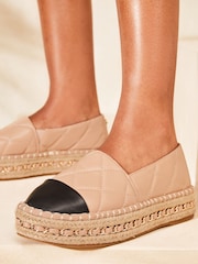 Lipsy Nude Pink Flat Chunky Flatform Espadrille Shoes - Image 4 of 5