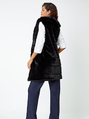 Roman Black Faux Fur Longline Gilet - Image 2 of 5
