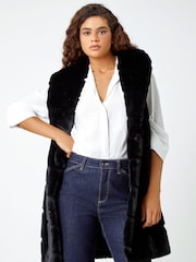 Roman Black Faux Fur Longline Gilet - Image 3 of 5