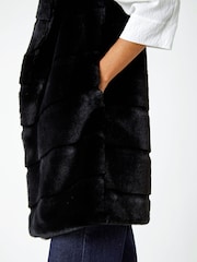 Roman Black Faux Fur Longline Gilet - Image 5 of 5