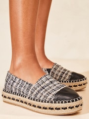 Lipsy Black Flat Chunky Flatform Espadrille Shoes - Image 4 of 5