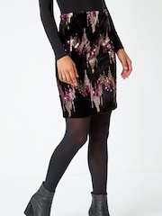 Roman Gold Zig Zag Sequin Velvet Skirt - Image 1 of 5
