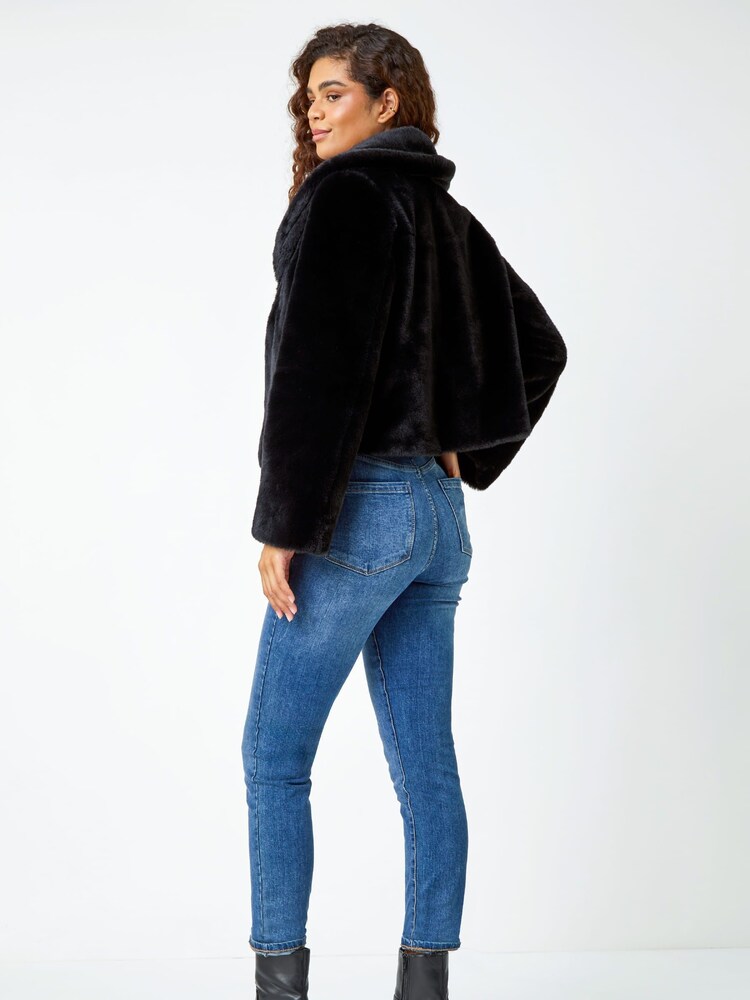 Roman Black Faux Fur Shawl Collar Coat - Image 2 of 5