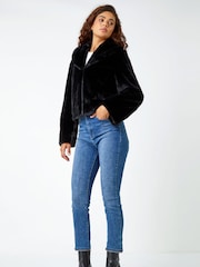 Roman Black Faux Fur Shawl Collar Coat - Image 3 of 5