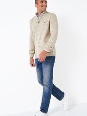 Crew Clothing Company Beige Cotton Classic Jumper - Image 3 of 4