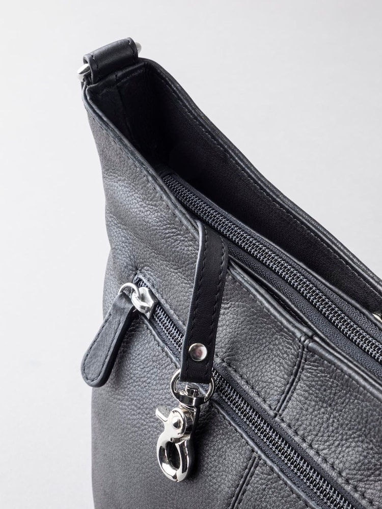 Lakeland Leather Black Grasmere Leather Cross-Body Bag - Image 4 of 6
