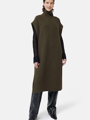 Jigsaw Green Merino Rib Tie Longline Tabard Jumper - Image 1 of 7