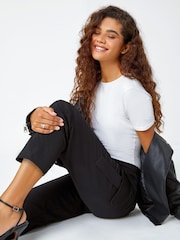 Roman Black Cargo Tie Waist Stretch Joggers - Image 1 of 5