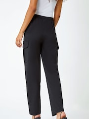 Roman Black Cargo Tie Waist Stretch Joggers - Image 3 of 5