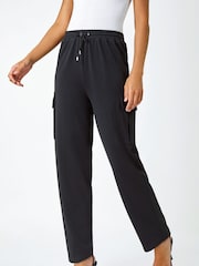 Roman Black Cargo Tie Waist Stretch Joggers - Image 4 of 5