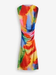 Mehrere leuchtende Farben - Hochgeschlossenes Midikleid aus Netzstoff - Bild 5 von 6