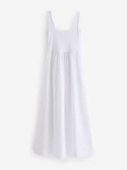 White 100% Cotton Square Neck Maxi Summer Jersey Dress - Image 3 of 4