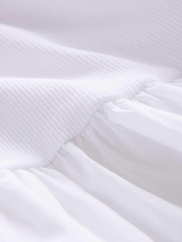 White 100% Cotton Square Neck Maxi Summer Jersey Dress - Image 4 of 4