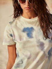 Aqua/White/Pink Crew Neck Short Sleeve T-Shirt Dress - Image 4 of 4