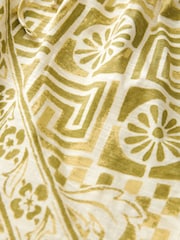Green Tile Print Puff Sleeve Woven Mix Summer Dress - Image 5 of 5